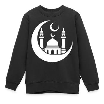Moschee Silhouette mit Halbmond: Islamische Kunst - Kinder Premium Organic Sweatshirt - Schwarz - Vorne - AI Model Kid Female (0cm)