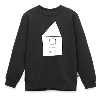Haus Symbol Wohnen rot - Kinder Premium Organic Sweatshirt - Schwarz - Vorne - AI Model Kid Female (0cm)
