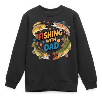 Pêche avec papa avec des poissons colorés - Sweat Premium enfant bio - noir - Devant - AI Model Kid Female (0cm)