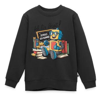 Einschulung erster Schultag kleiner Roboter - Kinder Premium Organic Sweatshirt - Schwarz - Vorne - AI Model Kid Female (0cm)