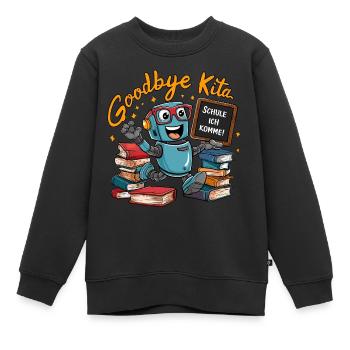 Einschulung Roboter erster Schultag - Kinder Premium Organic Sweatshirt - Schwarz - Vorne - AI Model Kid Female (0cm)