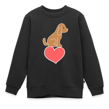 Hund Herz Tier Symbol Tierliebe - Kinder Premium Organic Sweatshirt - Schwarz - Vorne - AI Model Kid Female (0cm)