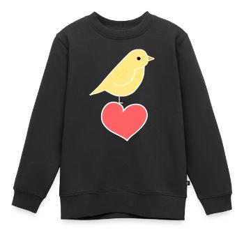 Vogel Tier Herz Liebe Tierliebe - Kinder Premium Organic Sweatshirt - Schwarz - Vorne - AI Model Kid Female (0cm)