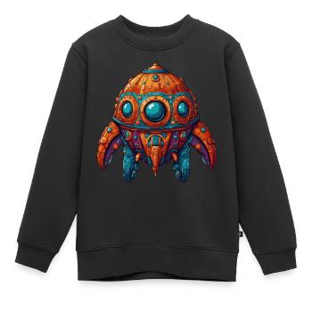 Buntes fantasievolles skurriles Raumschiff - Kinder Premium Organic Sweatshirt - Schwarz - Vorne - AI Model Kid Female (0cm)