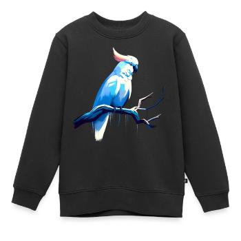 Cacatoès sur une branche - Sweat Premium enfant bio - noir - Devant - AI Model Kid Female (0cm)