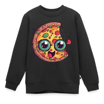 Pizza time (ohne Text) - Kinder Premium Organic Sweatshirt - Schwarz - Vorne - AI Model Kid Female (0cm)