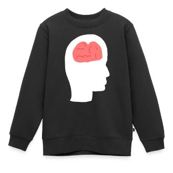 Profil de la tête Humain Côté Cerveau - Sweat Premium enfant bio - noir - Devant - AI Model Kid Female (0cm)