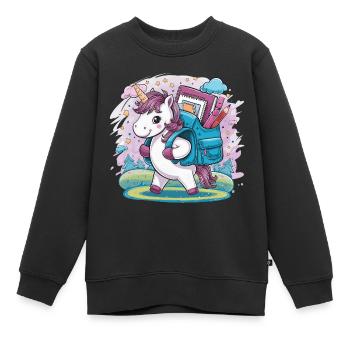 Licorne Retour à l’école - Sweat Premium enfant bio - noir - Devant - AI Model Kid Female (0cm)