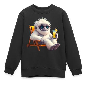 Yeti Monster dans une chaise longue - Sweat Premium enfant bio - noir - Devant - AI Model Kid Female (0cm)