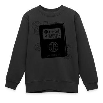 My travel memorises passport - noir - Sweat Premium enfant bio - noir - Devant - AI Model Kid Female (0cm)