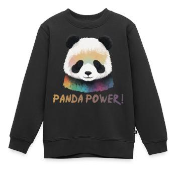 Panda Bär Kinder Panda Power - Kinder Premium Organic Sweatshirt - Schwarz - Vorne - AI Model Kid Female (0cm)