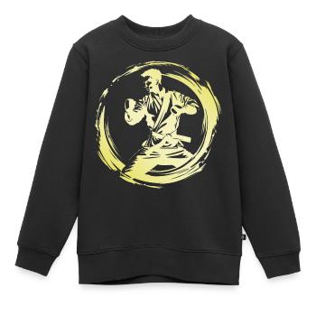 Karaté Homme - Sweat Premium enfant bio - noir - Devant - AI Model Kid Female (0cm)
