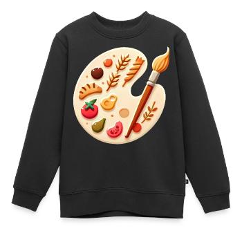 Palette culinaire Art culinaire sur toile - Sweat Premium enfant bio - noir - Devant - AI Model Kid Female (0cm)