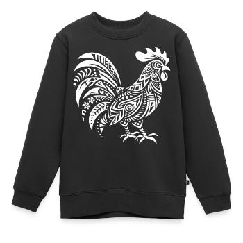 Coq Tribal - Sweat Premium enfant bio - noir - Devant - AI Model Kid Female (0cm)