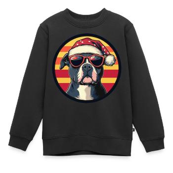 Pit Terrier Dog Christmas Cool - Kids Premium Organic Sweatshirt - black - Front - AI Model Kid Female (0cm)