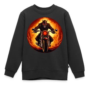 Teufel Motorrad / Motorradfahrer Teufel - Kinder Premium Organic Sweatshirt - Schwarz - Vorne - AI Model Kid Female (0cm)