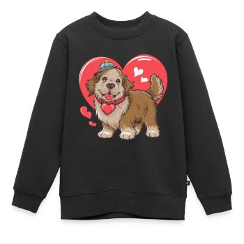 Neufundländer Hund mit großem Herzen - Kinder Premium Organic Sweatshirt - Schwarz - Vorne - AI Model Kid Female (0cm)