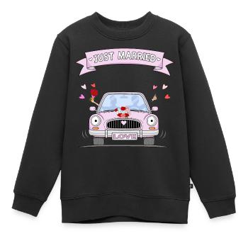 Just Married Wedding Car Pink - Kids Premium Organic Sweatshirt - black - Front - AI Model Kid Female (0cm)
