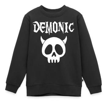 Tête de mort démoniaque blanc - Sweat Premium enfant bio - noir - Devant - AI Model Kid Female (0cm)