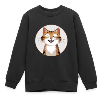Grinsekatze – Lustig, für kleine Katzenfans - Kinder Premium Organic Sweatshirt - Schwarz - Vorne - AI Model Kid Female (0cm)