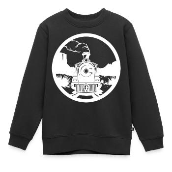 Dessin ferroviaire - Sweat Premium enfant bio - noir - Devant - AI Model Kid Female (0cm)