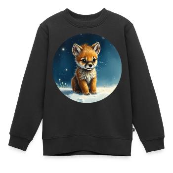 Kleiner Fuchs unter den Sternen - Kinder Premium Organic Sweatshirt - Schwarz - Vorne - AI Model Kid Female (0cm)