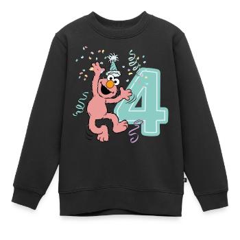 Sesame Street Design Anniversaire Avec Elmo 4 Ans - Sweat Premium enfant bio - noir - Devant - AI Model Kid Female (0cm)