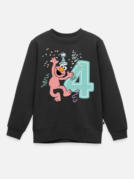 Sesame Street Birthday Design With Elmo 4 Years - Kids Premium Organic Sweatshirt - black