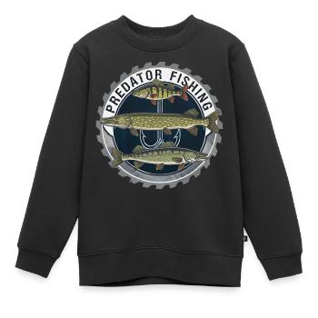 Predator Fishing Raubfisch Angeln - Kinder Premium Organic Sweatshirt - Schwarz - Vorne - AI Model Kid Female (0cm)