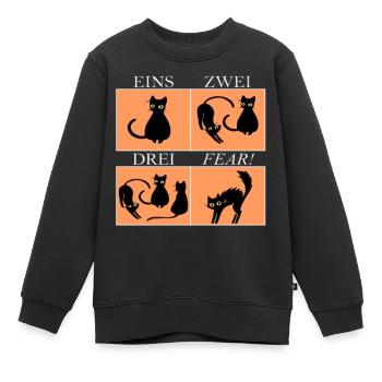 Vier Katzen Panels mit Spruch Fear - Kinder Premium Organic Sweatshirt - Schwarz - Vorne - AI Model Kid Female (0cm)