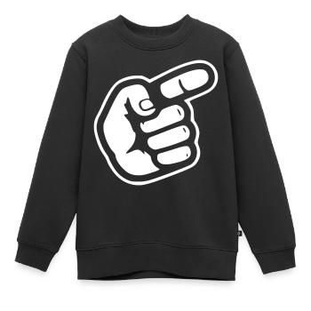 Direction pointée de la main avec le doigt - Sweat Premium enfant bio - noir - Devant - AI Model Kid Female (0cm)