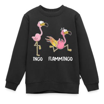 Ingo & Flammingo – Funny Flamingos - Kids Premium Organic Sweatshirt - black - Front - AI Model Kid Female (0cm)