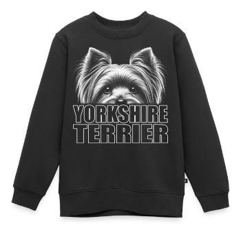 Yorkshire Terrier Porträt mit Schriftzug - Kinder Premium Organic Sweatshirt - Schwarz - Vorne - AI Model Kid Female (0cm)