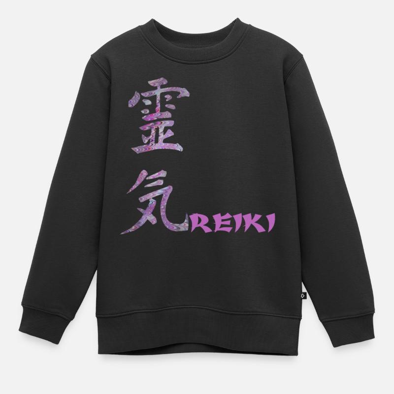 reiki japonais e 62 - Sweat Premium enfant bio - noir