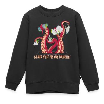 Das Meer ist kein Mülleimer! Tag der Erde - Kinder Premium Organic Sweatshirt - Schwarz - Vorne - AI Model Kid Female (0cm)