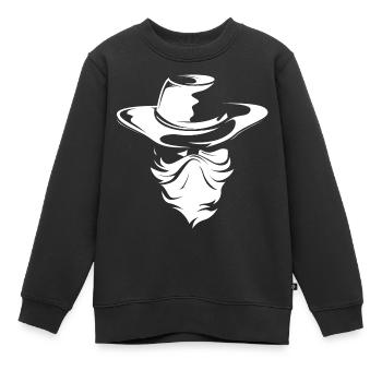 Cowboy Western Bandit Symbole Wild West Logo Signe - Sweat Premium enfant bio - noir - Devant - AI Model Kid Female (0cm)
