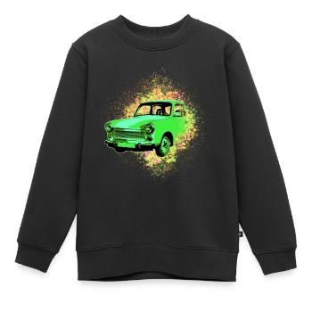 Carton Psychédélique Trabi GDR | Voiture culte - Sweat Premium enfant bio - noir - Devant - AI Model Kid Female (0cm)