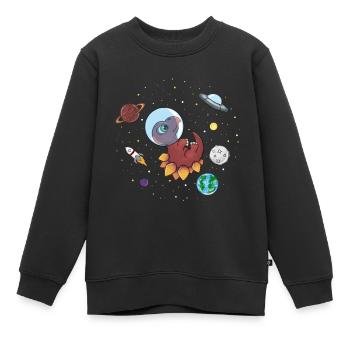 Dinosaures dans l'espace - Sweat Premium enfant bio - noir - Devant - AI Model Kid Female (0cm)