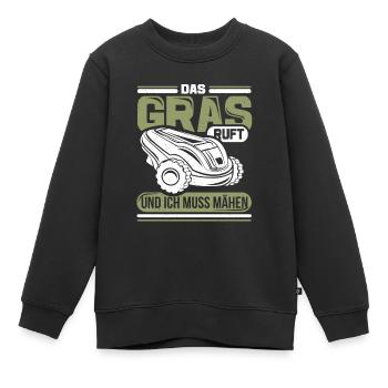 Rasentraktor Rasenroboter Rasenmäher Platzwart - Kinder Premium Organic Sweatshirt - Schwarz - Vorne - AI Model Kid Female (0cm)