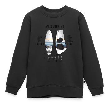 Windsurfausrüstung mit Flossen - Kinder Premium Organic Sweatshirt - Schwarz - Vorne - AI Model Kid Female (0cm)