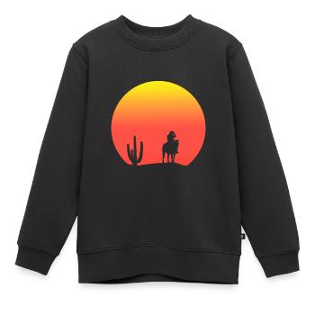 Cowboy au coucher du soleil - Sweat Premium enfant bio - noir - Devant - AI Model Kid Female (0cm)