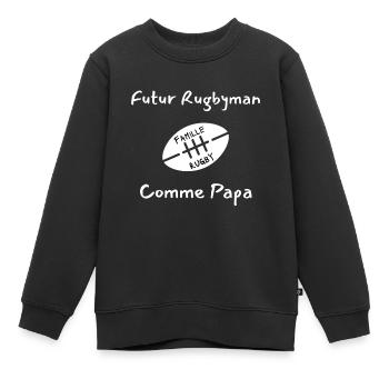 Futur Rugbyman Cadeau Bebe Rugby - Sweat Premium enfant bio - noir - Devant - AI Model Kid Female (0cm)