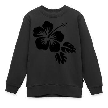 Hibiskus Blüte Blossom fleur Blume - Kinder Premium Organic Sweatshirt - Schwarz - Vorne - AI Model Kid Female (0cm)