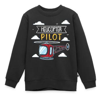 Helikopter Pilot | roter Hubschrauber - Kinder Premium Organic Sweatshirt - Schwarz - Vorne - AI Model Kid Female (0cm)