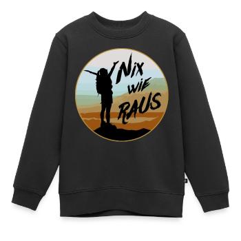 Klettern Wandern Nix wie raus - Kinder Premium Organic Sweatshirt - Schwarz - Vorne - AI Model Kid Female (0cm)