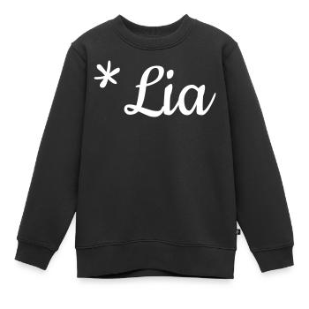 Nom de jeune fille Lia en inscription sur la mode pour enfants - Sweat Premium enfant bio - noir - Devant - AI Model Kid Female (0cm)