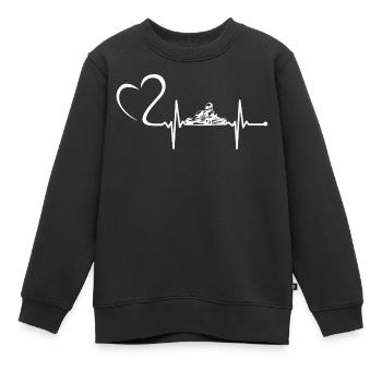 Kart course rythme cardiaque - Sweat Premium enfant bio - noir - Devant - AI Model Kid Female (0cm)
