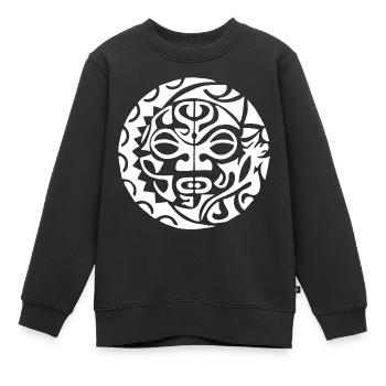 Polynesische Todeskopf weiß - Kinder Premium Organic Sweatshirt - Schwarz - Vorne - AI Model Kid Female (0cm)