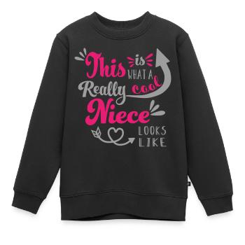 Cool niece - cool niece niece heart arrow boho - Kids Premium Organic Sweatshirt - black - Front - AI Model Kid Female (0cm)