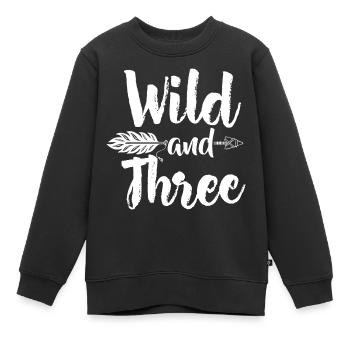 young wild & and three 3 drei Geburtstag - Kinder Premium Organic Sweatshirt - Schwarz - Vorne - AI Model Kid Female (0cm)
